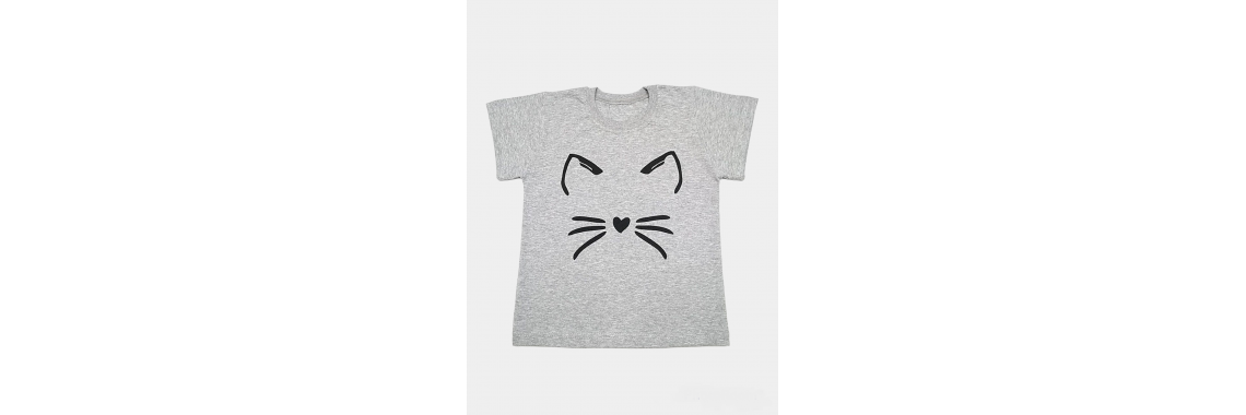 футболка Кошка серый меланж